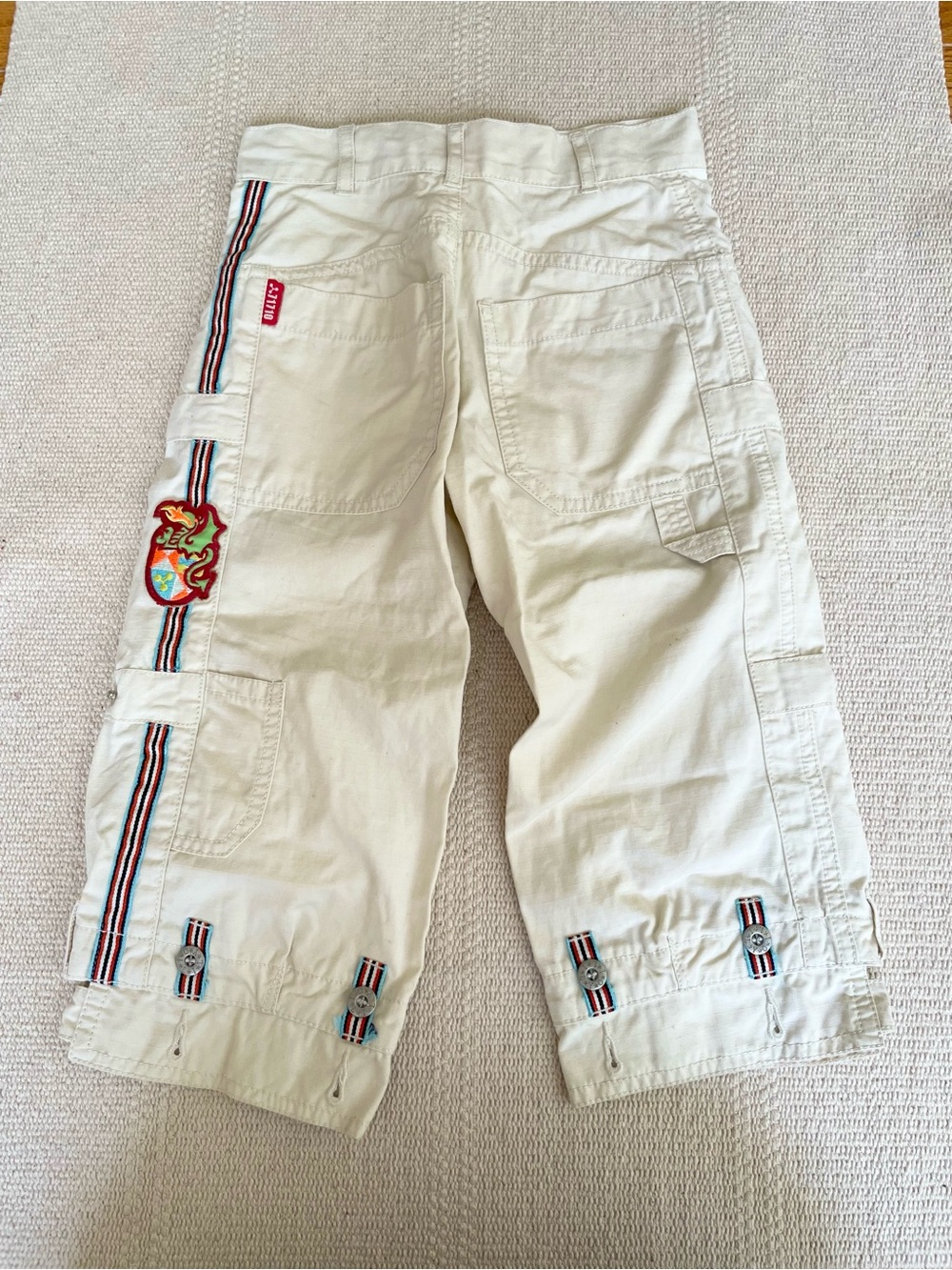 Oilily Kids Skater Style Cargo Pants Y2K  Embroidered Boys Size 5 Y 100% Cotton